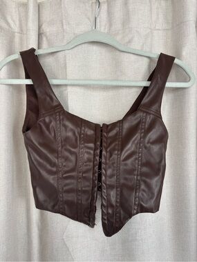 Faux Leather Brown Corset Top